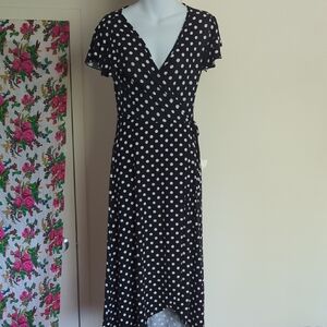 🖤🤍 Black And White Polka Dot Wrap Dress
